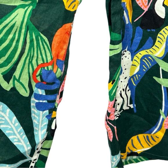 Christian Siriano Linen Wide Leg Pants Tropical Jungle Print NWT Small Resort - Picture 6 of 14